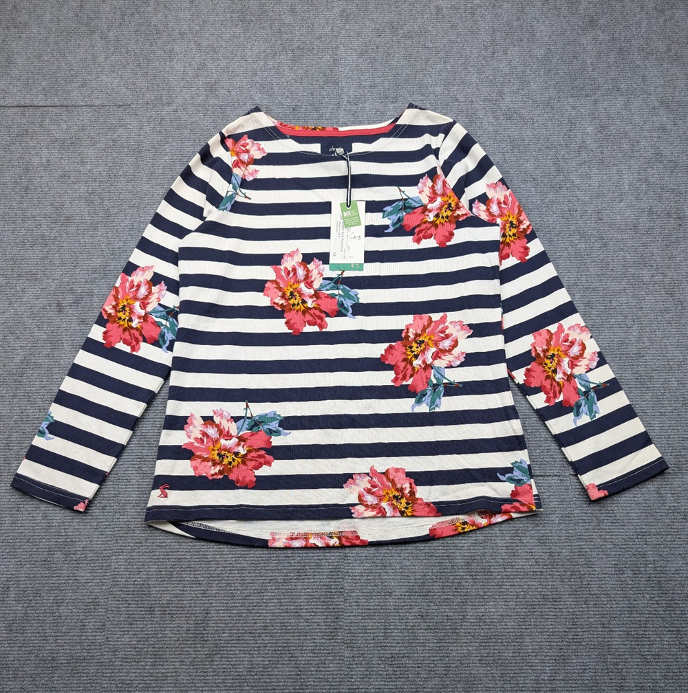 Joules Harbour Print Shirt Womens 8 Cotton Floral Nautical Preppy Old Money Tee